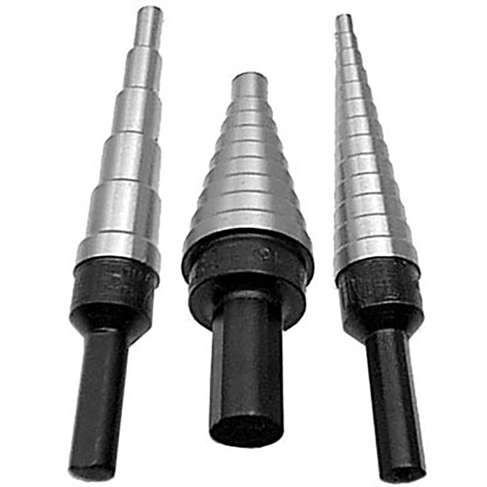 3 Piece Unibit HSS Step Drill Bit Set (Sizes #1 to #3), VACSET