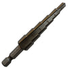 #1 HSS Quick Change Hex Shank Step Drill Bit, (1/8"- 1/2 by 1/32"), VAC1HEX