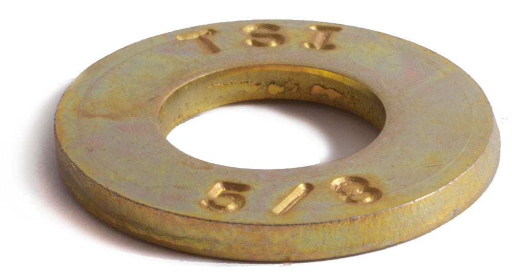 10 Pack Grade 8 Extra Thick Flat Washers – 1" ID X 2" OD, Heavy Duty Yellow Zinc
