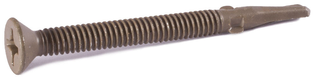 1/4-20 x 2 3/4 Phillips Flat with Wings Self Drill Screw WAR Coated - FMW Fasteners