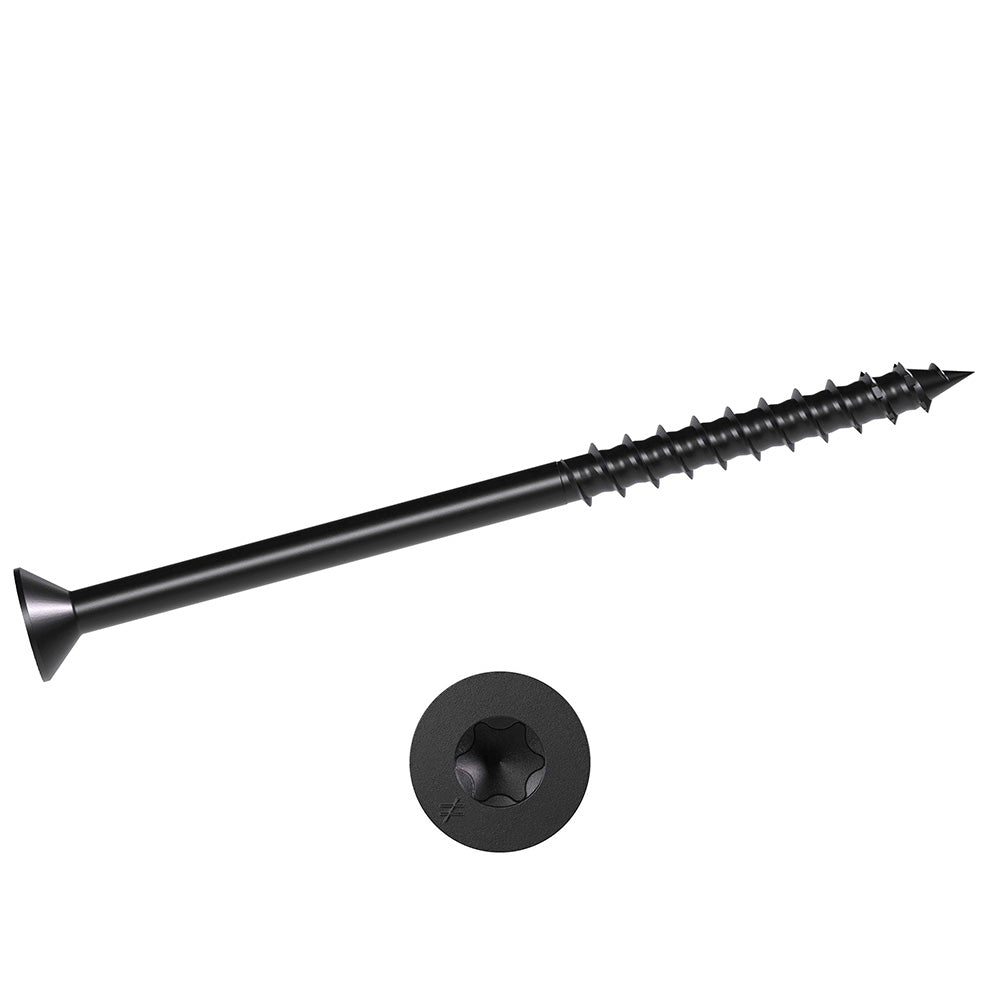 3/16 x 2 1/4 Simpson Flat Head Titen Turbo™ Concrete and Masonry Screw Anchor Zinc Plated w/ Ceramic Coat Black (T25 6-Lobe) - Box (100)