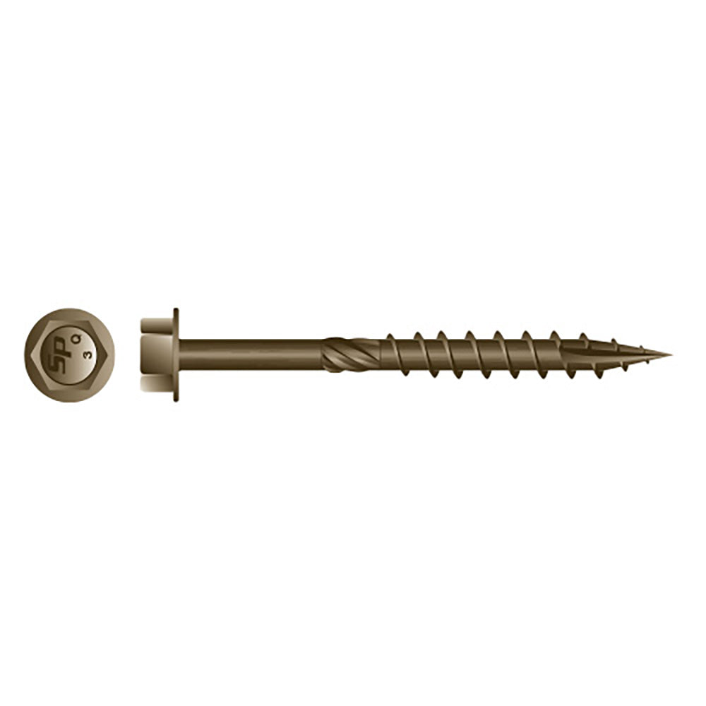1/4 x 3 Strong-Point  Unslotted Indented Hex Washer Head Knurl Type 17 WAR Coated Timber Screw - Carton (1000)