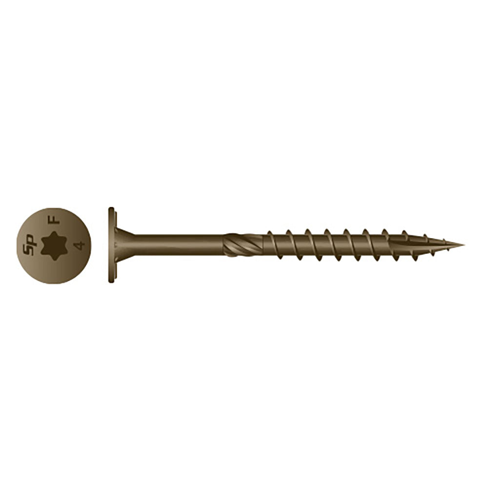 1/4 x 5 Strong-Point  Wafer Head Knurl Type 17 WAR Coated Timber Screw - Carton (500)