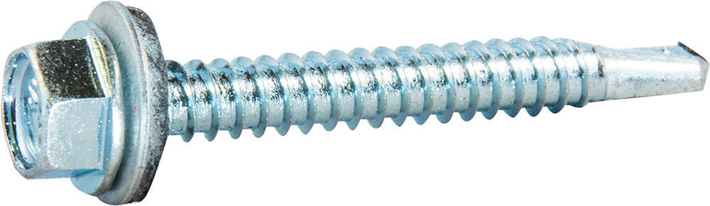 12-14 x 3 Hex Washer Head Self Drilling Screw w/ Neo Washer Zinc Plated - FMW Fasteners