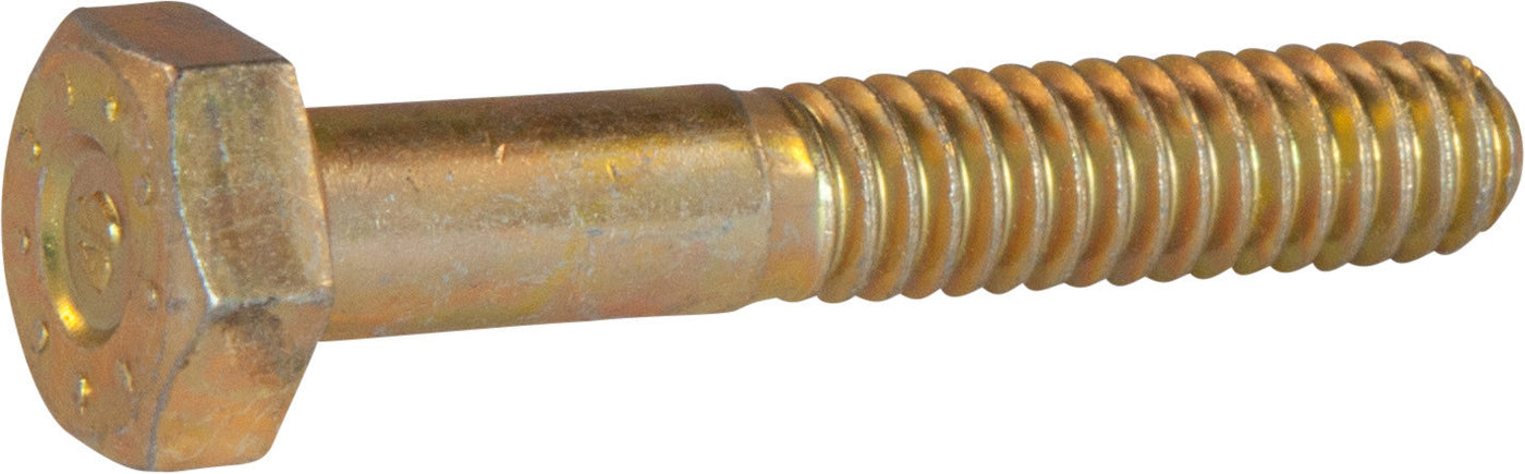 1/4-20 x 1 L9 Hex Cap Screw Yellow Zinc Plated Domestic USA (1800) - FMW Fasteners