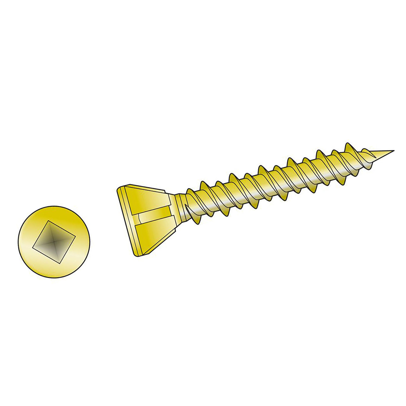 #7 x 1 1/4 Simpson Square Trim Head MTH Underlayment Screw Yellow Zinc Collated (#2 Square) - Box (2500)