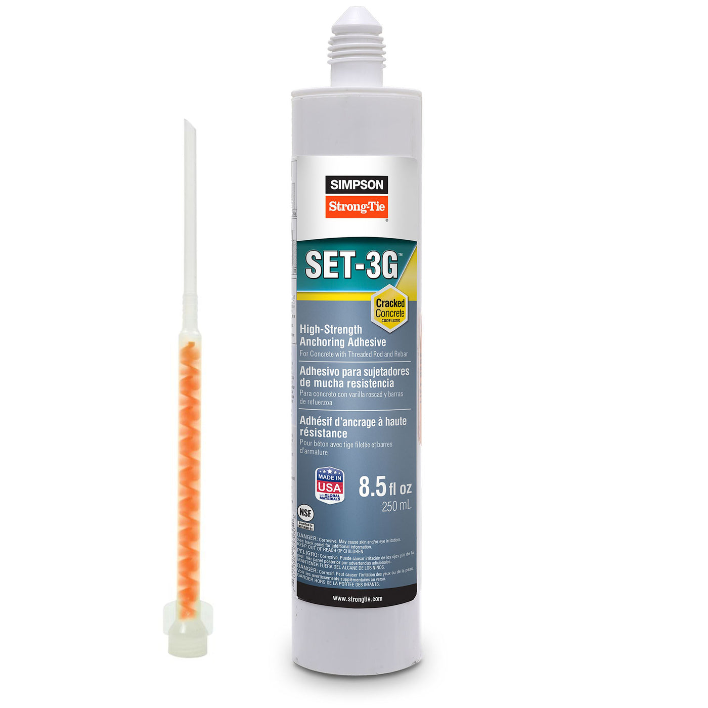Simpson SET-3G™ High-Strength Epoxy Adhesive with EMN22i Adhesive Mixing Nozzle - 8.5 oz. **Ground Shipping Only**