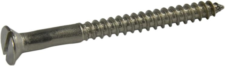 10 x 1 1/2 Slotted Flat Head Wood Screw 304 Stainless Steel - FMW