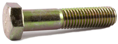 3/4-10 x 3 3/4 Grade 8 Hex Cap Screw Yellow Zinc Plated Domestic USA (25) - FMW Fasteners
