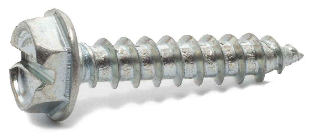 10 x 1 1/4 Slotted Hex Washer Head Sheet Metal Screw Zinc Plated - FMW Fasteners