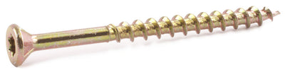 8 x 1 1/4 Star Flat Decking Screws w/ NIBS Yellow Zinc Plated T17 - Carton (8000) - FMW Fasteners