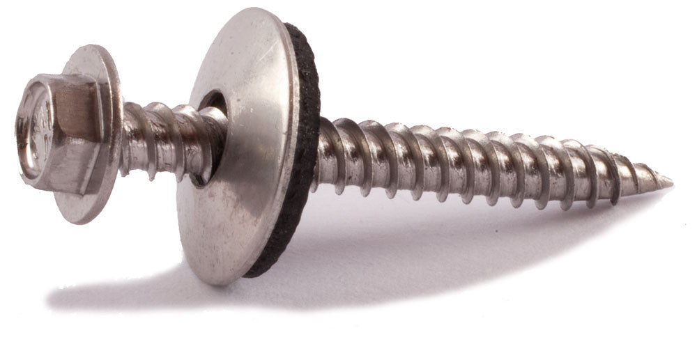 9 x 2 Simpson Metal-Panel Screw - Hex Drive w/ EPDM Washer 316 SS - Carton (1000) - FMW Fasteners