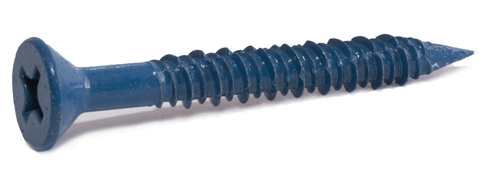 3/16 x 3 1/4 Phillips Flat Hi-Low Thread Concrete Screws Blue Ceramic Coated - FMW Fasteners