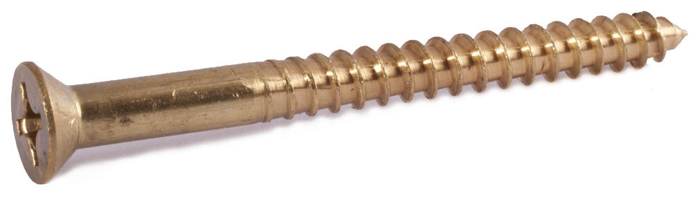 10 x 7/8 Phillips Flat Wood Screw Brass - FMW Fasteners