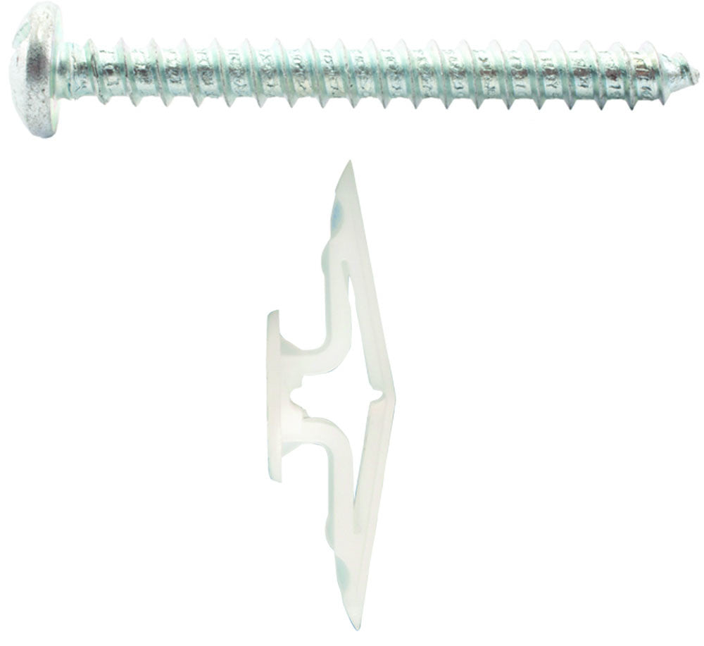 (TC™) 5/8-3/4 Toggler Hollow Wall Anchors with #8 x 1 3/4 Combo Pan Self Tapping Screws Zinc (20 pcs) - FMW Fasteners