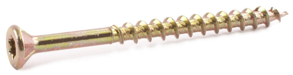 10 x 4 Star Flat Decking Screws w/ NIBS Yellow Zinc Plated T17 - Carton (800) - FMW Fasteners